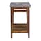 Walker Edison 18" Dark Concrete & Reclaimed Barnwood Farmhouse Trim Side Table